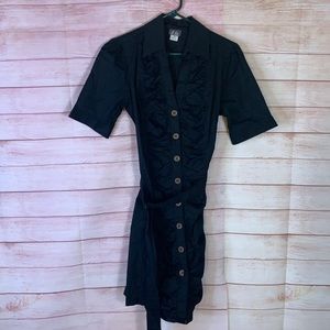 Dots Ruffle Button Down Belted Dress‎ Medium